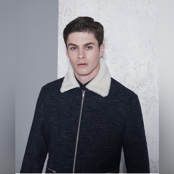 REISS Bomber Sherpa shearling collar jacket - Picture 1 of 10